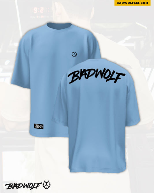 Oversize Tshirt Azul Cielo Badwolf Negro