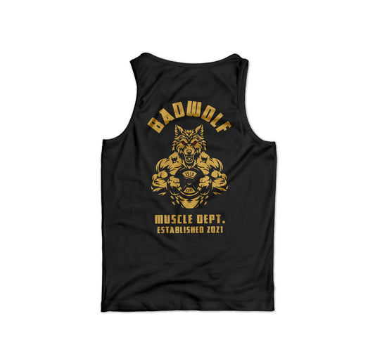 TANK TOP GOLD WOLF NEGRO